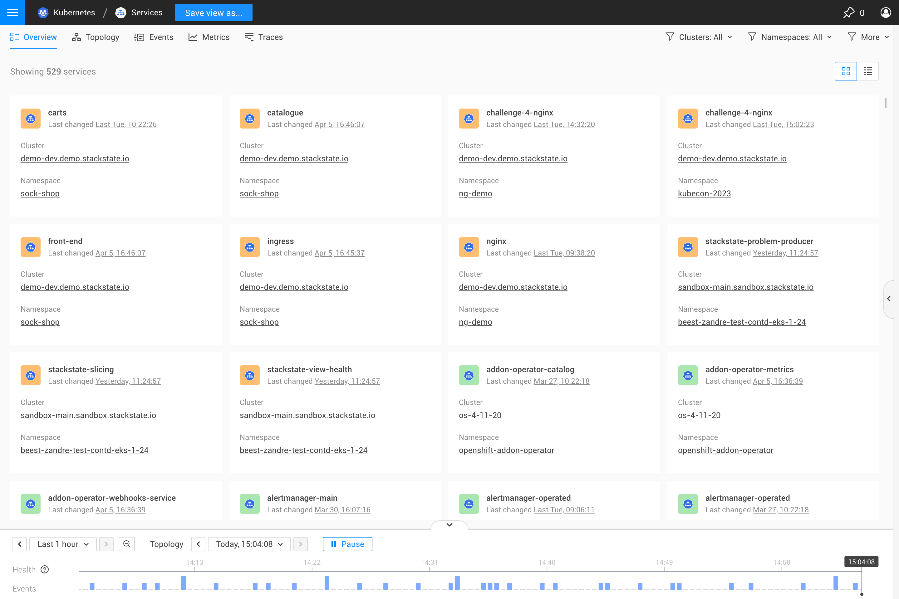 Overview cards layout